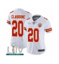 Women's Kansas City Chiefs #20 Morris Claiborne White Vapor Untouchable Limited Player Super Bowl LIV Bound Football Jersey