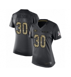 Women's San Francisco 49ers #30 Jeff Wilson Limited Black 2016 Salute to Service Football Jersey