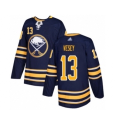 Men's Buffalo Sabres #13 Jimmy Vesey Authentic Navy Blue Home Hockey Jersey