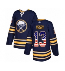 Men's Buffalo Sabres #13 Jimmy Vesey Authentic Navy Blue USA Flag Fashion Hockey Jersey