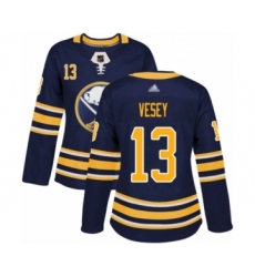 Women's Buffalo Sabres #13 Jimmy Vesey Authentic Navy Blue Home Hockey Jersey