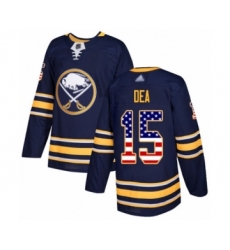 Men's Buffalo Sabres #15 Jean-Sebastien Dea Authentic Navy Blue USA Flag Fashion Hockey Jersey
