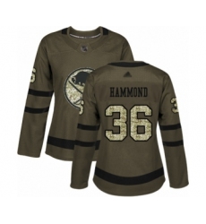 Women's Buffalo Sabres #36 Andrew Hammond Authentic Green Salute to Service Hockey Jersey