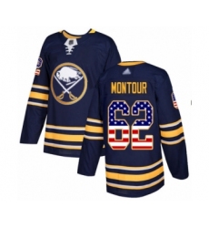 Men's Buffalo Sabres #62 Brandon Montour Authentic Navy Blue USA Flag Fashion Hockey Jersey