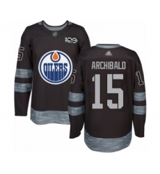 Men's Edmonton Oilers #15 Josh Archibald Authentic Black 1917-2017 100th Anniversary Hockey Jersey