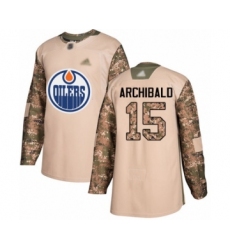 Youth Edmonton Oilers #15 Josh Archibald Authentic Camo Veterans Day Practice Hockey Jersey