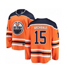 Youth Edmonton Oilers #15 Josh Archibald Authentic Orange Home Fanatics Branded Breakaway Hockey Jersey