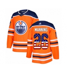 Youth Edmonton Oilers #26 Brandon Manning Authentic Orange USA Flag Fashion Hockey Jersey