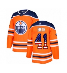 Youth Edmonton Oilers #41 Mike Smith Authentic Orange USA Flag Fashion Hockey Jersey