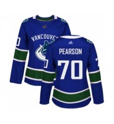 Women's Vancouver Canucks #70 Tanner Pearson Authentic Blue Home Hockey Jersey