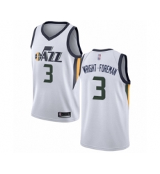 Men's Utah Jazz #3 Justin Wright-Foreman Authentic White Basketball Jersey - Association Edition