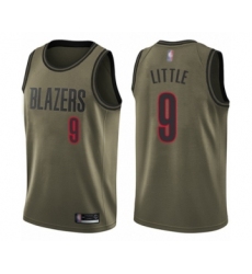 Youth Portland Trail Blazers #9 Nassir Little Swingman Green Salute to Service Basketball Jersey