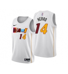 Men's Miami Heat #14 Tyler Herro 2022-23 White City Edition Stitched Jersey