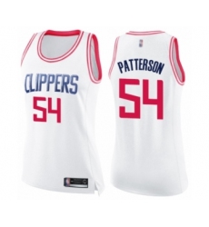 Women's Los Angeles Clippers #54 Patrick Patterson Swingman White Pink Fashion Basketball Jersey