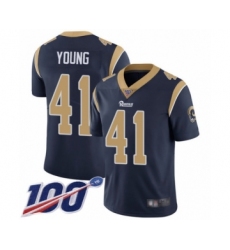 Men's Los Angeles Rams #41 Kenny Young Navy Blue Team Color Vapor Untouchable Limited Player 100th Season Football Jersey