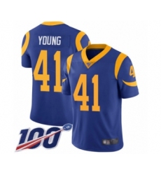 Men's Los Angeles Rams #41 Kenny Young Royal Blue Alternate Vapor Untouchable Limited Player 100th Season Football Jersey