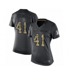 Women's Los Angeles Rams #41 Kenny Young Limited Black 2016 Salute to Service Football Jersey