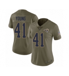 Women's Los Angeles Rams #41 Kenny Young Limited Olive 2017 Salute to Service Football Jersey