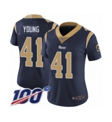 Women's Los Angeles Rams #41 Kenny Young Navy Blue Team Color Vapor Untouchable Limited Player 100th Season Football Jersey