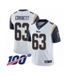 Men's Los Angeles Rams #63 Austin Corbett White Vapor Untouchable Limited Player 100th Season Football Jersey