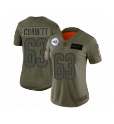 Women's Los Angeles Rams #63 Austin Corbett Limited Olive 2019 Salute to Service Football Jersey