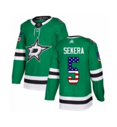 Men's Dallas Stars #5 Andrej Sekera Authentic Green USA Flag Fashion Hockey Jersey