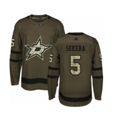 Youth Dallas Stars #5 Andrej Sekera Authentic Green Salute to Service Hockey Jersey