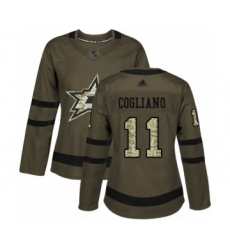 Women's Dallas Stars #11 Andrew Cogliano Authentic Green Salute to Service Hockey Jersey
