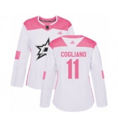 Women's Dallas Stars #11 Andrew Cogliano Authentic White Pink Fashion Hockey Jersey