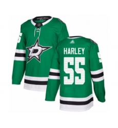Men's Dallas Stars #55 Thomas Harley Authentic Green Home Hockey Jersey