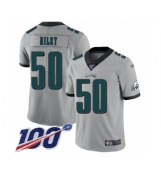 Youth Philadelphia Eagles #50 Duke Riley Limited Silver Inverted Legend 100th Season Football Jersey