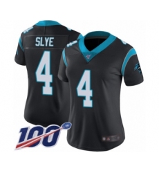 Women's Carolina Panthers #4 Joey Slye Black Team Color Vapor Untouchable Limited Player 100th Season Football Jersey