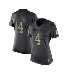 Women's Carolina Panthers #4 Joey Slye Limited Black 2016 Salute to Service Football Jersey