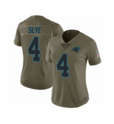 Women's Carolina Panthers #4 Joey Slye Limited Olive 2017 Salute to Service Football Jersey