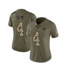 Women's Carolina Panthers #4 Joey Slye Limited Olive Camo 2017 Salute to Service Football Jersey