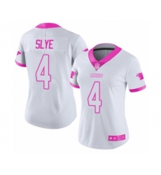 Women's Carolina Panthers #4 Joey Slye Limited White Pink Rush Fashion Football Jersey