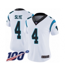 Women's Carolina Panthers #4 Joey Slye White Vapor Untouchable Limited Player 100th Season Football Jersey