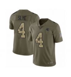 Youth Carolina Panthers #4 Joey Slye Limited Olive Camo 2017 Salute to Service Football Jersey