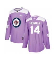 Youth Winnipeg Jets #14 Ville Heinola Authentic Purple Fights Cancer Practice Hockey Jersey