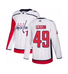 Men's Washington Capitals #49 Brett Leason Authentic White Away Hockey Jersey