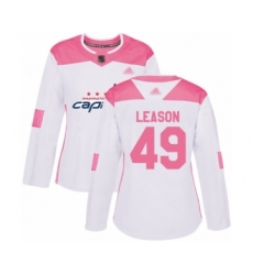 Women's Washington Capitals #49 Brett Leason Authentic White Pink Fashion Hockey Jersey