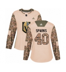 Women's Vegas Golden Knights #40 Garret Sparks Authentic Camo Veterans Day Practice Hockey Jersey