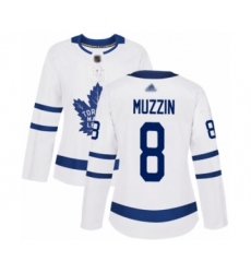 Women's Toronto Maple Leafs #8 Jake Muzzin Authentic White Away Hockey Jersey