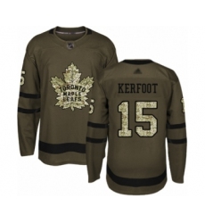 Men's Toronto Maple Leafs #15 Alexander Kerfoot Authentic Green Salute to Service Hockey Jersey