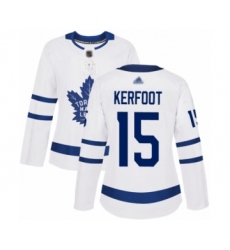Women's Toronto Maple Leafs #15 Alexander Kerfoot Authentic White Away Hockey Jersey