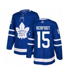 Youth Toronto Maple Leafs #15 Alexander Kerfoot Authentic Royal Blue Home Hockey Jersey