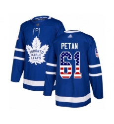 Men's Toronto Maple Leafs #61 Nic Petan Authentic Royal Blue USA Flag Fashion Hockey Jersey