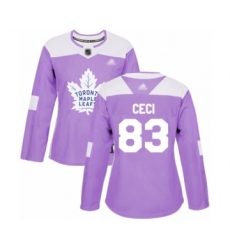 Women's Toronto Maple Leafs #83 Cody Ceci Authentic Purple Fights Cancer Practice Hockey Jersey