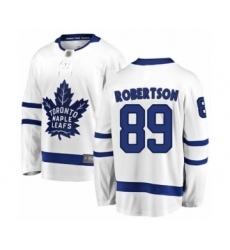 Youth Toronto Maple Leafs #89 Nicholas Robertson Authentic White Away Fanatics Branded Breakaway Hockey Jersey