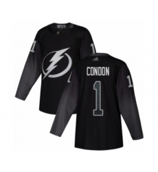 Men's Tampa Bay Lightning #1 Mike Condon Authentic Black Alternate Hockey Jersey